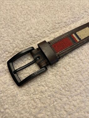 Columbia Men’s Brown Leather Belt with Textile Accent
